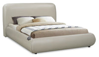 Luka Upholstered Platform Bed in Taupe Vegan Leather - Queen Size 