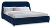 Mave Upholstered Platform Bed in Blue Velvet - King Size