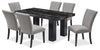 Burk 7pc Dining Set with Table & 6 Chairs, Resin Marble-Look Top, 72