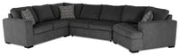 Legend 4-Piece Right-Facing Chenille Cuddler Sleeper Sectional - Pepper 