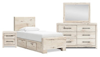 Derekson 6-Piece Twin Bedroom Set with Underbed Storage Bed - White 