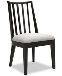 Shaw Dining Chair with Polyester Fabric, Slat-Back - Black 