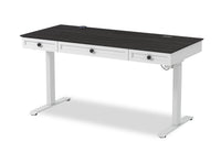 Elevate 60” Height-Adjustable Office Desk with Storage and Wireless Charging - White/Grey 