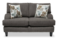 Nofia Chenille Loveseat - Charcoal  