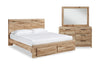 Derekson 5pc Bedroom Set with Storage Bed, Dresser & Mirror, Natural - King Size