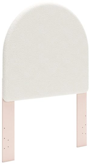 Lola Panel Headboard for Kids, White Boucle Fabric & Blush - Twin Size