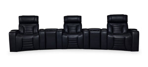 Zen 5-Piece Black Faux Leather Power Reclining Massage Home Theatre Sectional with Two Storage Consoles