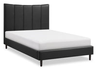 Paseo Platform Bed in Black Vegan-Leather Fabric - Full Size 