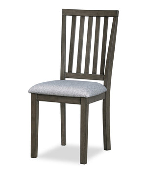 Bryn Dining Chair with Fabric Seat, Slat-Back - Dark Grey