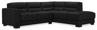 Citadel 2-Piece Right-Facing Top-Grain Genuine Leather Sectional with Rubberwood Legs - Black 