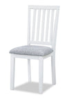 Bryn Dining Chair with Fabric Seat, Slat-Back – White and Grey