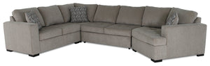 Legend 4-Piece Right-Facing Chenille Cuddler Sleeper Sectional - Platinum 