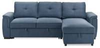 Eden 2-Piece Reversible Fabric Sleeper Sectional with Storage Chaise and Removable Back Cushions - Blue 