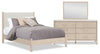 Jolie 5pc Bedroom Set with Bed, Dresser & Mirror, Boucle Fabric, Natural - Queen Size