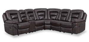 Leo 6-Piece Leath-Aire® Fabric Reclining Sectional - Walnut