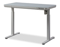 Metro 47.24” Height-Adjustable Office Desk with Storage and USB Ports - White 