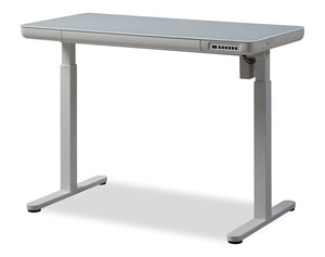 Metro 47.24” Height-Adjustable Office Desk with Storage and USB Ports - White