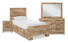 Derekson 6-Piece Twin Bedroom Set with Underbed Storage Bed - Natural