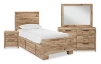 Derekson 6-Piece Twin Bedroom Set with Underbed Storage Bed - Natural 