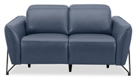 Riviera Top-Grain Genuine Leather Power Reclining Loveseat - Blue 