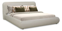 Luka Upholstered Platform Bed in Taupe Vegan-Leather Fabric, Modern - King Size 