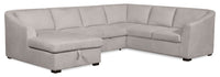 Envy 3-Piece Left-Facing Chenille Fabric Sleeper Sectional with Storage Chaise - Fog Grey 