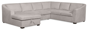 Envy 3-Piece Left-Facing Chenille Fabric Sleeper Sectional with Storage Chaise - Fog Grey