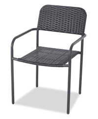 Paris Outdoor Patio Bistro Chair - Hand-Woven Resin Wicker, UV & Weather Resistant - Black 