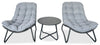 Oslo 3-Piece Outdoor Patio Conversation Set with 2 Lounger Chairs & Coffee Table - Resin Wicker & Metal, UV & Weather Resistant - Grey