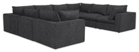 Fusion Modular 8-Piece Charcoal Grey Chenille Fabric Sectional with Removable Feather Down Back Cushions 