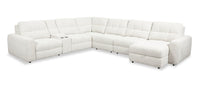 Scott Living Elevate Modular 7-Piece Right-Facing Beige Chenille Fabric Sectional with Power Reclining 