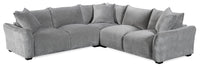 Reflect 3-Piece Grey Chenille Fabric Sectional with Reversible Back Cushions and Wood Legs 