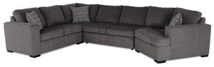 Legend 4-Piece Right-Facing Chenille Cuddler Sleeper Sectional - Pewter