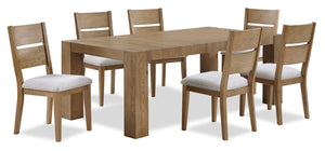 Lotus 7pc Dining Set with Table & 6 Slat-Back Chairs, Wood, 82