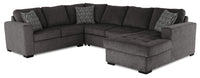 Legend 4-Piece Right-Facing Chenille Sleeper Sectional - Pewter  