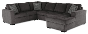 Legend 4-Piece Right-Facing Chenille Sleeper Sectional - Pewter 
