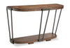 Cheney 48” Industrial Solid Wood Round Sofa Table with Shelf - Bourbon