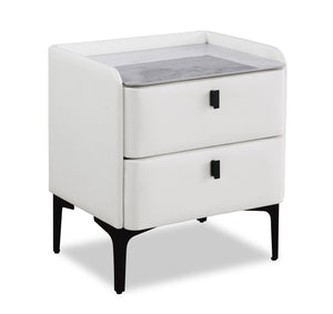 Nova Upholstered Bedside 2-Drawer Nightstand with Sintered Stone Top, 20.25