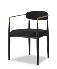 Kort & Co. Capri Dining Armchair with Boucle Fabric & Gold Accent, Metal - Black 