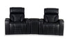 Zen 3-Piece Black Faux Leather Power Reclining Massage Home Theatre Sectional with Storage Console