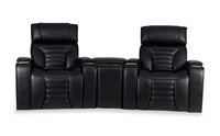 Zen 3-Piece Black Faux Leather Power Reclining Massage Home Theatre Sectional with Storage Console 