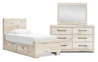 Derekson 5-Piece Twin Bedroom Set with Underbed Storage Bed - White 