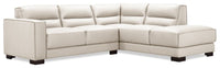 Citadel 2-Piece Right-Facing Top-Grain Genuine Leather Sectional with Rubberwood Legs - Frost White 