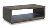 Avalon 52” Modern Solid Wood Coffee Table with Shelf and Casters - Brown