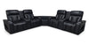  Zen 3-Piece Black Faux Leather Power Reclining Massage Sectional with Two Refrigerator Consoles