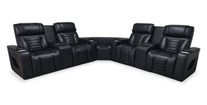 Zen 3-Piece Faux Leather Power Reclining Sectional with Massage and Two Refrigerator Consoles - Black