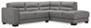 Citadel 2-Piece Right-Facing Top-Grain Genuine Leather Sectional with Rubberwood Legs - Grey