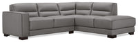 Citadel 2-Piece Right-Facing Top-Grain Genuine Leather Sectional with Rubberwood Legs - Grey 