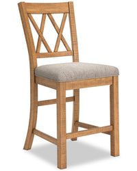 Archer Counter-Height Dining Chair with Fabric Seat, Cross-back - Light Brown 