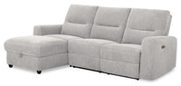 Meadow 2-Piece Left-Facing River Grey Chenille Fabric Power Reclining Sectional with Storage Chaise 